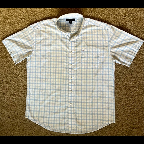 Tommy Hilfiger Other - Tommy Hilfiger Short Sleeve Button Down Shirt White/Blue Check XL